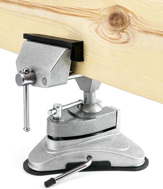 QWORK Mini Table Suction Vise for DIY Repairs, High Specification Hobby and Craft Suction Cup Type Aluminum Alloy Table Vice for Modeling, Painting, Gluing, Soldering