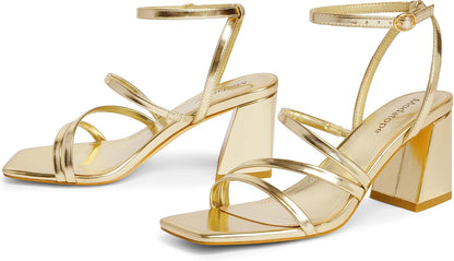 Modatope Women's Square Open Toe Chunky Block Heel Ankle Strap Sandals