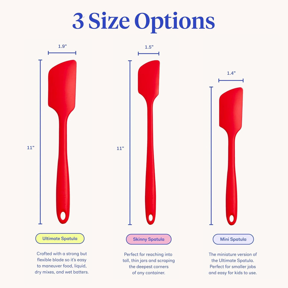 GIR: Get It Right Premium Seamless Spoonula - Non-Stick Heat Resistant Silicone Scraper Spatula - Perfect for Mixing, Serving, Scraping, Stirring, and More - Mini - 8 IN, Red
