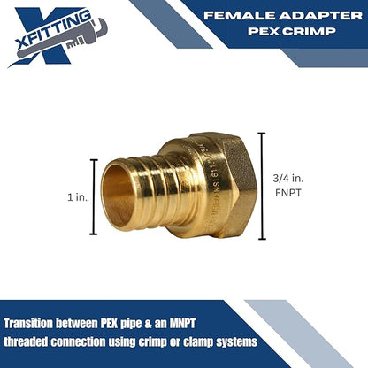 2 Pieces XFITTING 1'' x 3/4'' Female Adapter, 1'' Pex B, 3/4'' Female NPT Threaded