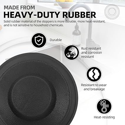 (2 Pack) Exact Replacement for InSinkErator STP-PLSTPPL Black Rubber Sink Stopper for Garbage Disposal  Compatible with Standard 3-12" Drains from Kohler, Waste King, Whirlpool, and More