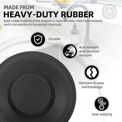 (2 Pack) Exact Replacement for InSinkErator STP-PLSTPPL Black Rubber Sink Stopper for Garbage Disposal  Compatible with Standard 3-12" Drains from Kohler, Waste King, Whirlpool, and More