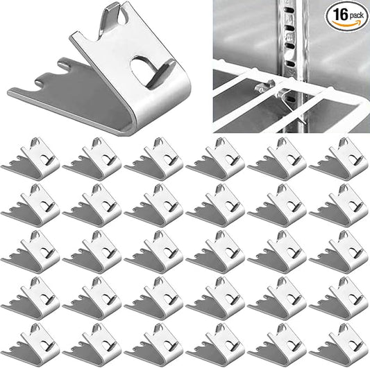 920158 Freezer Shelf Clip,Stainless Steel Shelf Clip for Refrigerator,Freezer Cooler Shelf Support,Replacement Shelf Square Buckles Clips (16)