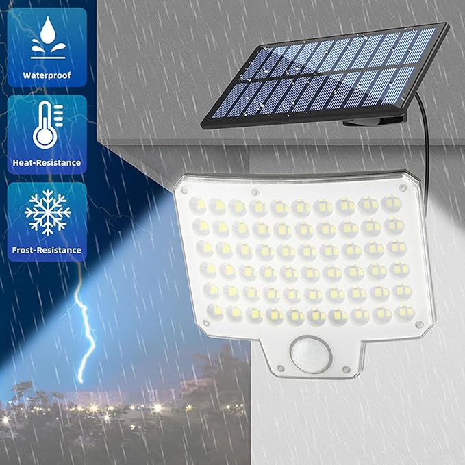 Solar Powered Wall Light, Water Proof Anti Heat and Frost 3000LM 240 LEDs IP65 Motion Sensor Solar Outdoor Lamp with Remote Control for Garage