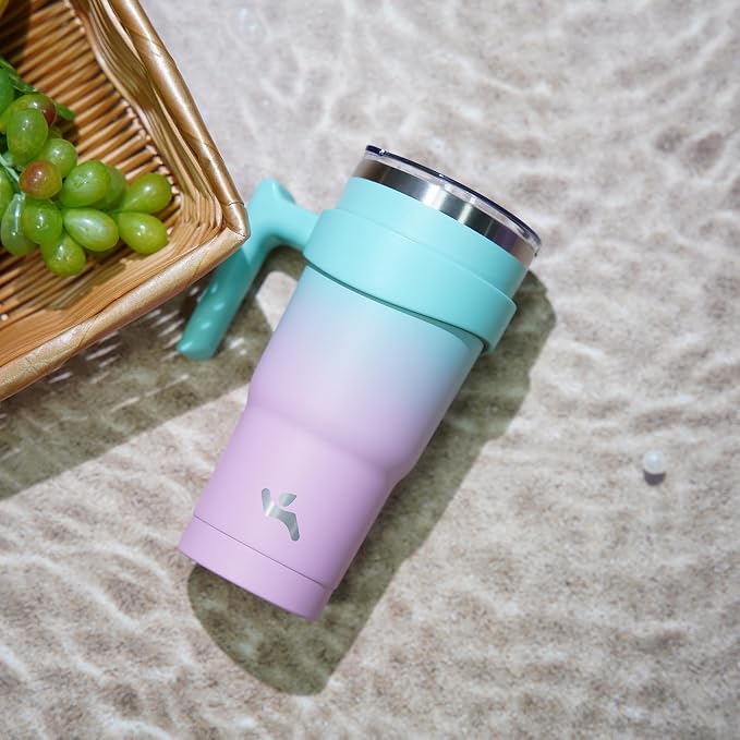 Konokyo 30 oz Tumbler with Handle and Straw, Insulated Travel Mug