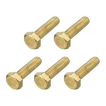 METALLIXITY Hex Head Screw Bolt (14-20x1") 5Pcs, Brass Fully Threaded Solid Brass Hex Bolts Machine Screws - for Machinery Repair
