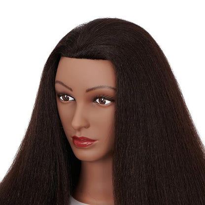 Hairingrid Mannequin Head 16" 100 Real Hair Hairdresser Cosmetology Mannequin Manikin Training Head Hair and Free Clamp Holder (R72026B0216)