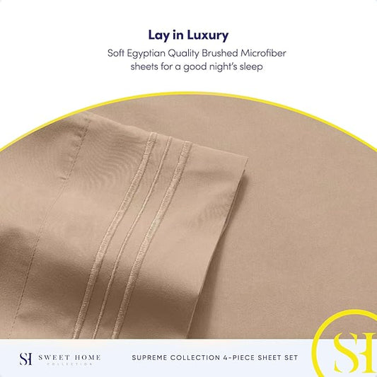 Queen Size Bed Sheets - Breathable Luxury Sheets with Full Elastic  Secure Corner Straps Built In - 1800 Supreme Collection Extra Soft Deep Pocket Bedding Set, Sheet Set, Queen, Taupe