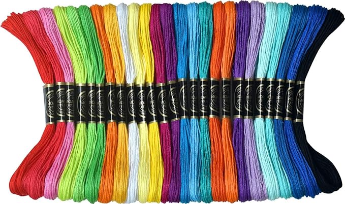 Rainbow Colors Embroidery Floss - Cross Stitch Threads - Friendship Bracelets Floss - Crafts Floss- Hand Embroidery Thread 25 Skeins Per Pack