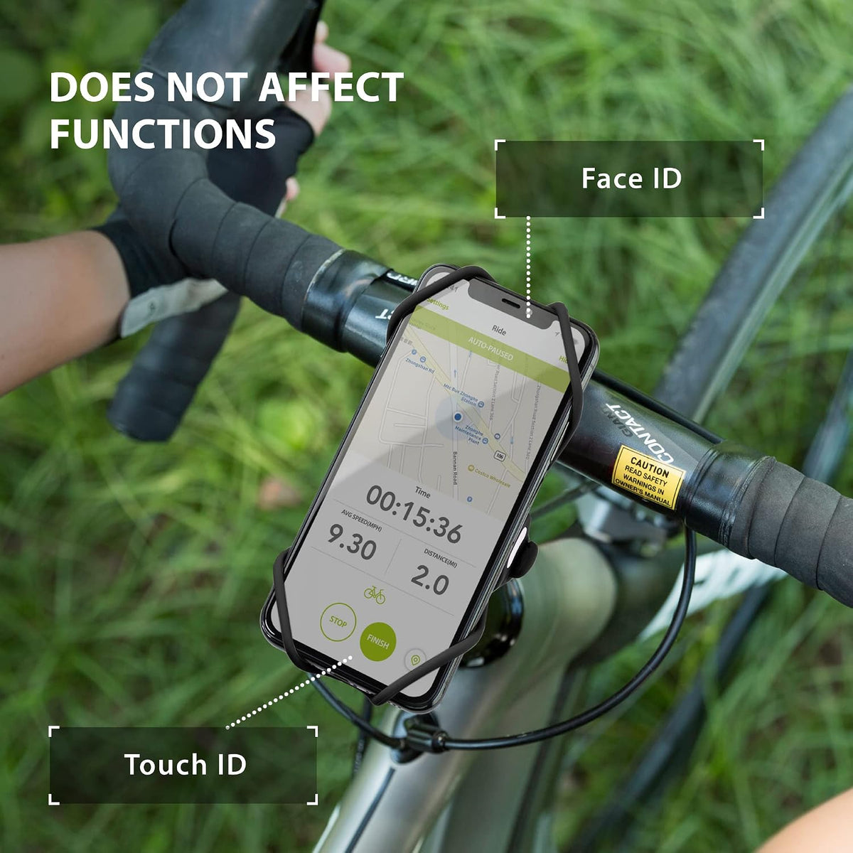 Bone Bike Tie Pro 3, Bike Cell Phone Mount for Stem, Scratch-Free Silicone Holder with Shock-Absorbing Design, Universal Cycling Phone Holder Compatible with Most Smartphones (Black - Stem)