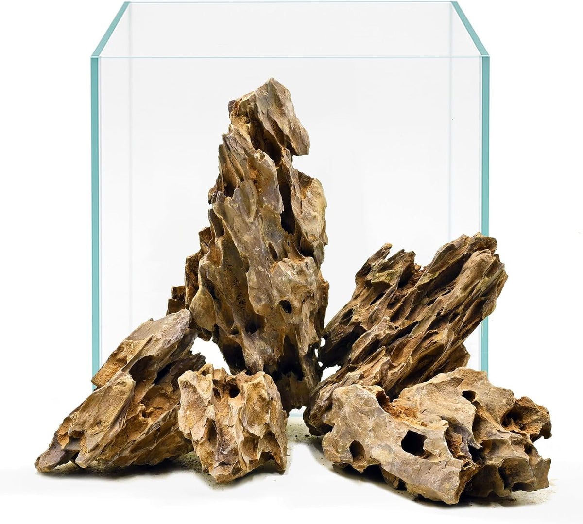 Aquarium Rocks Dragon Stone 2-4 inches Fish Tank Rocks for Aquariums,Tank Decoration,Terrarium Aquascaping Vivariums Paludarium Amphibian Enclosures-5lb
