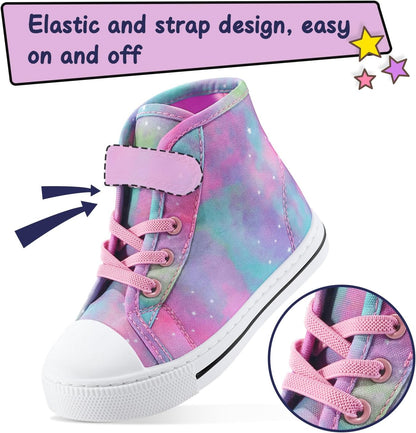 Size 3 Big Kid K KomForme Toddler High Top Sneakers Canvas Shoes with Hook and Loops | Lightweight, Breathable