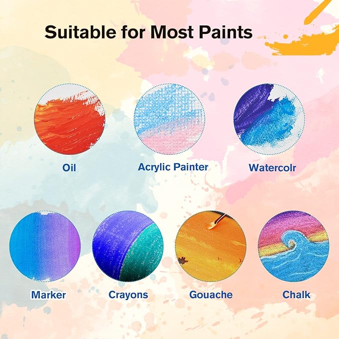 Simetufy 11 x 14 inch 12 Pack Painting Canvas Panels, Canvas Boards for Painting Gesso Primed Acid-Free 100 Cotton for Acrylics Oil Watercolor Paints