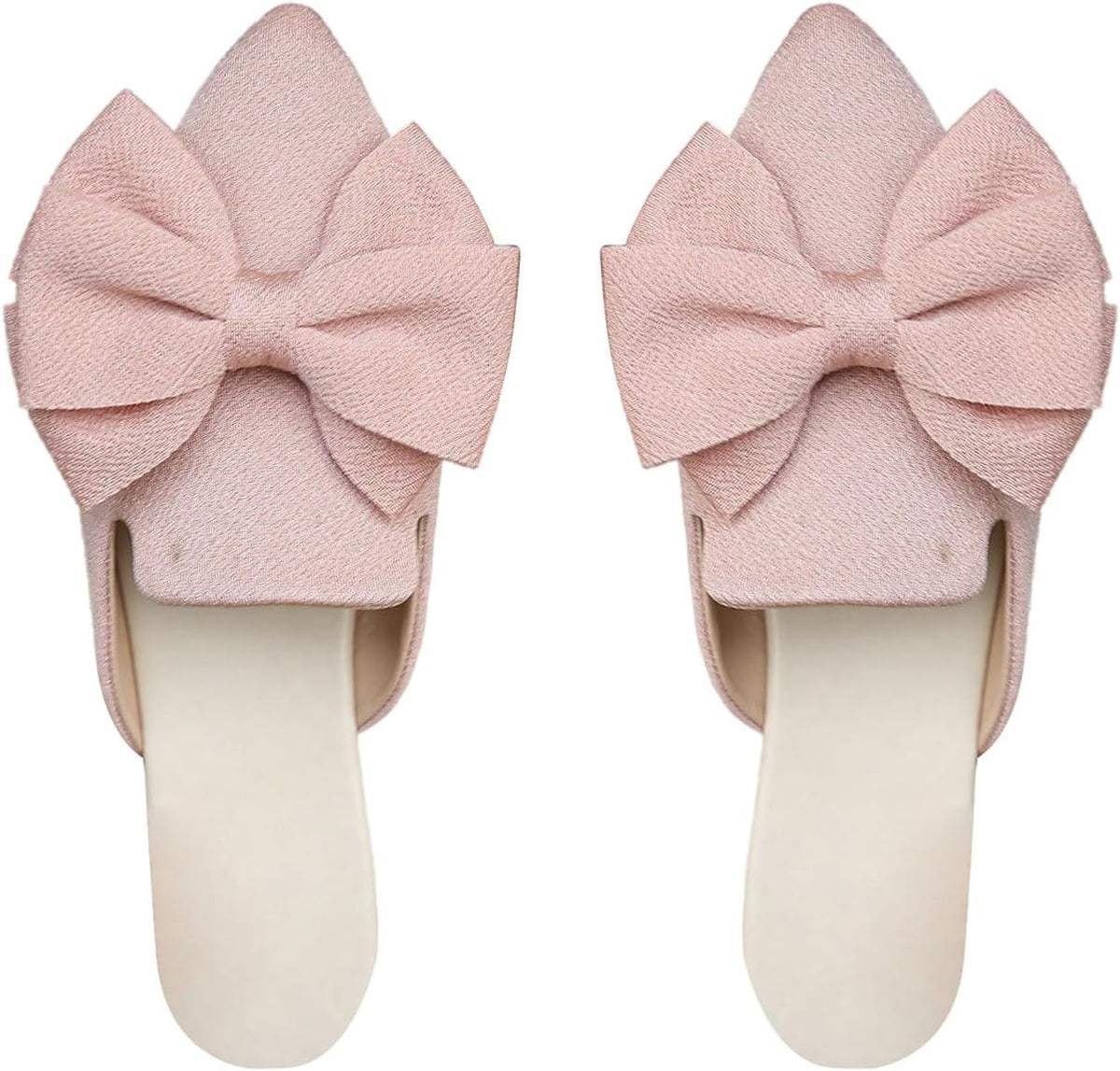 Verdusa Mules for Women Bow Dressy Pointed Toe Flat Shoes Backless Loafers Slide Sandals Casual Slides Work Shoes