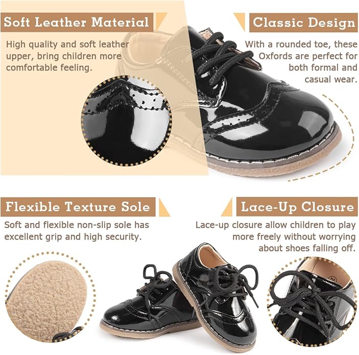 Casazoe Boys Girls Oxford Wedding Dress Shoes Classic School Uniform Flats Formal Casual Loafer for Toddler Little Kid