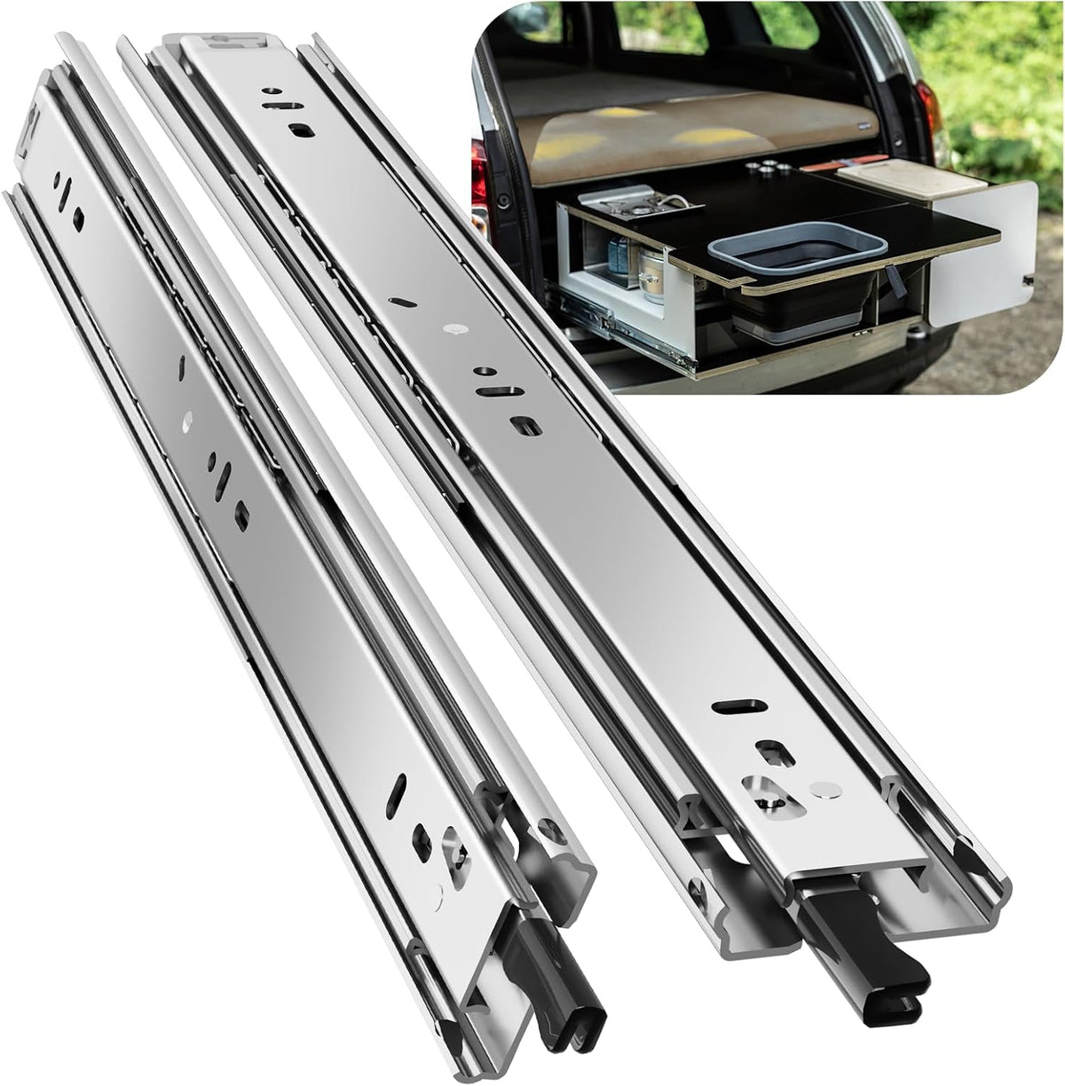 1 Pair Heavy Duty Locking Drawer Slides with Lock 12 14 16 18 20 22 24 26 28 30 32 34 36 38 40 Inch 150 lb Load Capacity Side Mount Full Extension Ball Bearing Rail Runner?with Lock,14 inch?