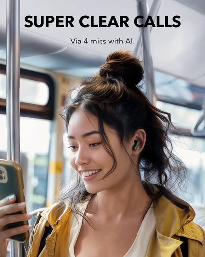 P30i by Anker Noise Cancelling Earbuds, Strong and Smart Noise Cancelling, Powerful Bass, 45H Playtime, 2-in-1 Case and Phone Stand, IP54, Wireless Earbuds, Bluetooth 5.4 (Green)