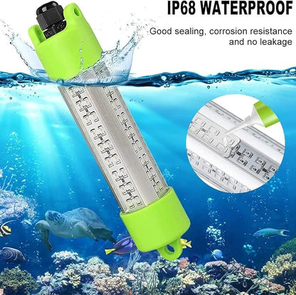 Boyuan Underwater Fishing Light, 18W 45W DC 12V Green IP68 Waterproof 72 LEDs Submersible Night Fishing Lamp 12962304 Lumens, with Battery Clamps and 5M  16.4 FT Cord