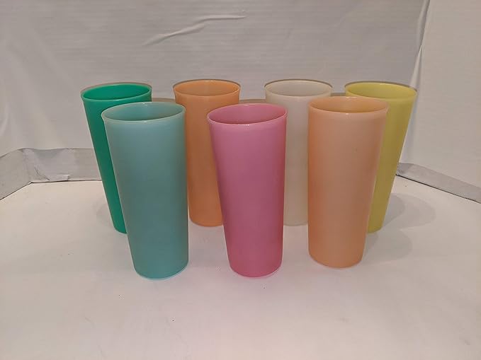 Tupperware Set of 6 Classic Vintage Smooth 16 Ounce Pastel Tumblers 107