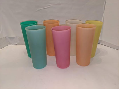 Tupperware Set of 6 Classic Vintage Smooth 16 Ounce Pastel Tumblers 107