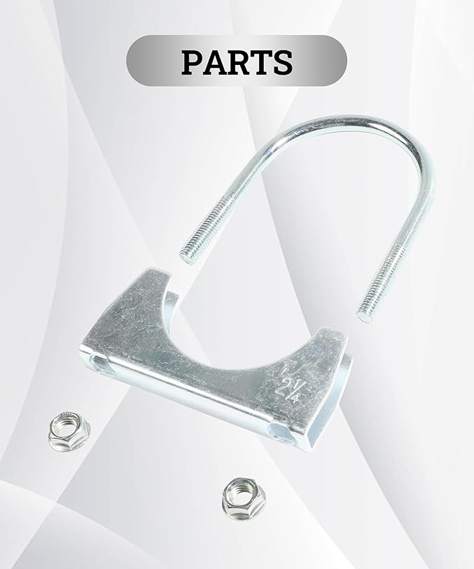 Zlirfy 1.75" 2" 2.25" 2.5" 2.75" U Bolt Clamp Muffler Exhaust Clamps,Metal U-Bolt Muffler/Exhaust Clamp,Heavy Duty U Bolt Muffer Exhaust Clamp Hanger for Pipes (2.25 Inch)