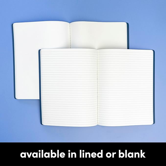 PAPERAGE Soft Cover Blank Journal Notebook, 2 Pack, (Dark Green), 100 Pages, Large 7.5 inches x 9.5 inches, Ideal for Sketch Book, Note Taking & Travel Journal