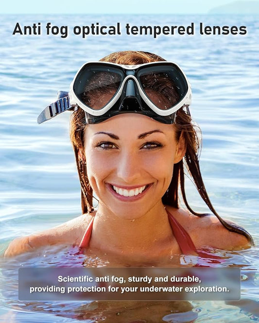 Swim Goggles with Nose Cover,180A Clear View Coating Tempered Glass with Anti-Fog Scuba Diving Swim Mask for Adults  Youth