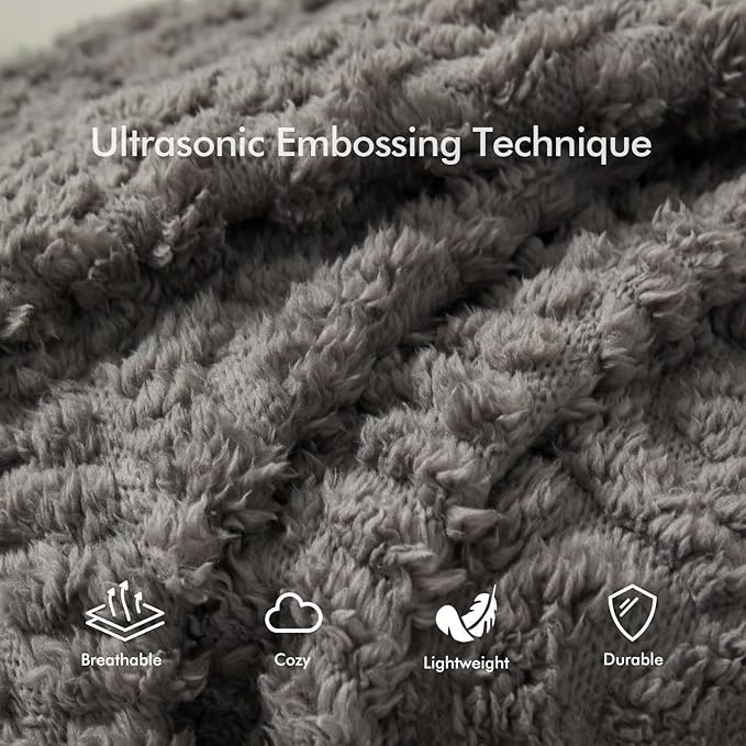 Royoliving Fuzzy Sherpa Wearable Fleece Blanket with Pockets for Adults, Ultra Soft Plush Shawl TV Throw Blankets (Grey, 58'' x 64'')