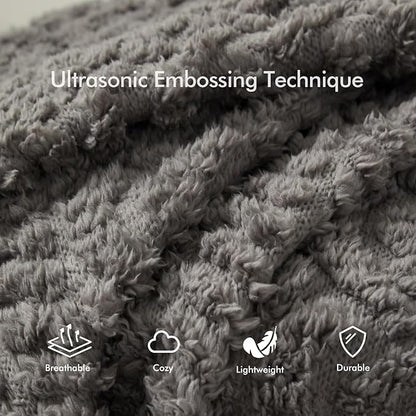 Royoliving Fuzzy Sherpa Wearable Fleece Blanket with Pockets for Adults, Ultra Soft Plush Shawl TV Throw Blankets (Grey, 58'' x 64'')