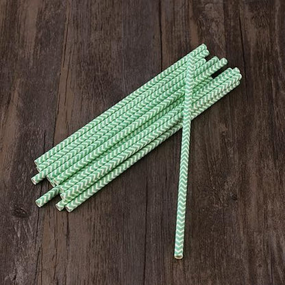 ABOOFAN Party Striped Decorative Straws 25 Pcs Light Green Paper Straws Safe for Cocktails Smoothies