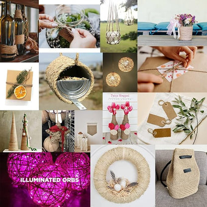 PerkHomy Natural Jute Twine 600 Feet Long Twine String for Crafts Gift Wrapping Packing Gardening Crochet Knitting Macrame Decor (Brown 2mm  600feet)