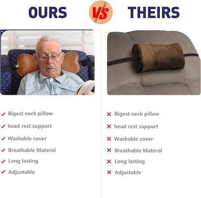 Recliner Headrest Pillow, Head Pillow for Recliner Chair, Head Pillow for Sofa, Recliner Neck Pillows, Recliner Neck Pillow, Bone Neck Pillow, Couch Neck Pillow (Brown)