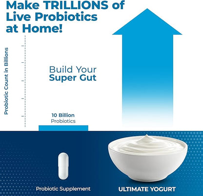 Ultimate Probiotic Yogurt Maker with Adjustable Temperature & Time Control - Make Trillions of Live Probiotics & Get Better Gut Health - LIFETIME WARRANTY - Perfect Wellness Gifts for Men & Women