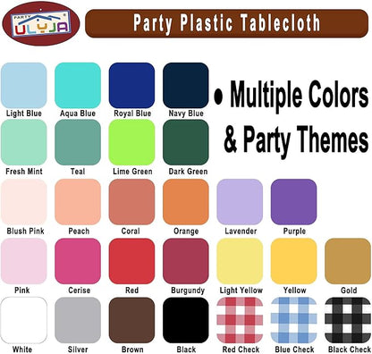 PARTY ULYJA Blue & White Gingham Checkered Tablecloths Plastic 3-Pack Premium 54 Inches x 108 Inches Disposable Table Covers Decorative Table Cloths for Rectangle Tables