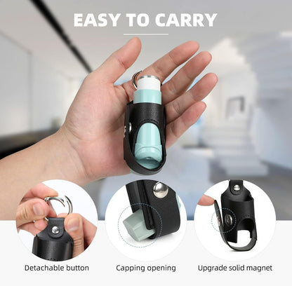 Holder Travel Case for Asthma Inhaler, PU Leather Travel Handy Mini Holster for Adults and Kids, Inhaler Not Included, Black