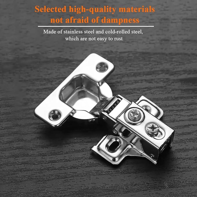 Cabinet Hinges 2 Pack (1 Pair), Evanda Stainless Steel Overlay Soft Close Hinges for Kitchen Cabinets, 12 inch Self Closing Door Hinges with Mounting Screws, Damper-3 Way Adjustability