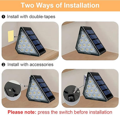 Solar Step Lights, Stair Fence Triangle Lights IP67 Outdoor Waterproof LED Deck Light for Garden Yard Patio, Porch, Front Door, Outside, Pathway, Warm White 4 Pack