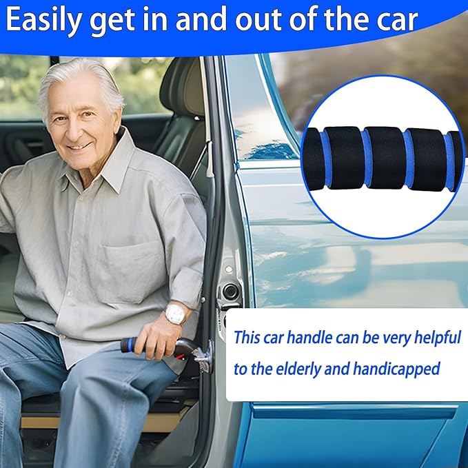 Car Door Handle for Elderly Car Assist Support Handle Multifunction Car Door Latch Bar for Seniors and Handicapped(Blue)