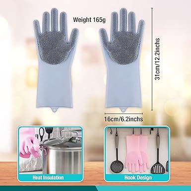 Dog grooming gloves for bathing,Dishwashing gloves with bristles for any task Ideal for cleaning the entire house.