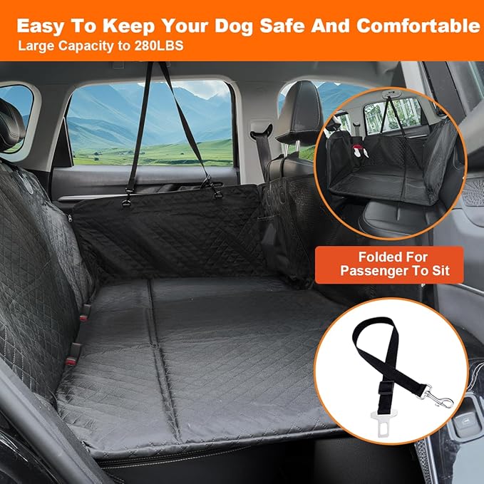 Vailge Dog Car Seat Cover for Trucks,Large Back Seat Extender for Dogs,Waterproof Dog Car Hammock,Non Inflatable dog seat cover,Hard Bottom Dog Seat Cover for Trucks F150, RAM1500,Silverado,GMC Sierra