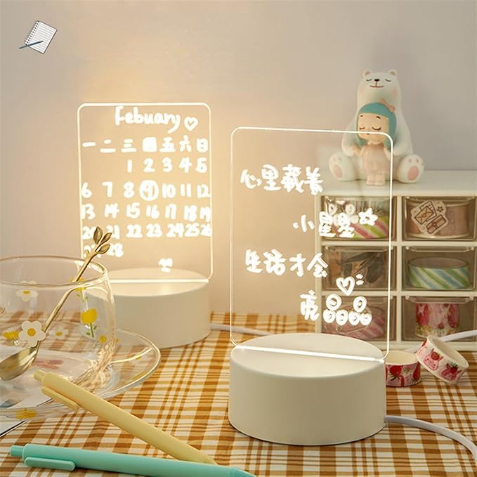 Note Board Creative LED Night Light USB Message Board Holiday Light with Pen Gift Girlfriend Decoration Night Lamp(Warm White)