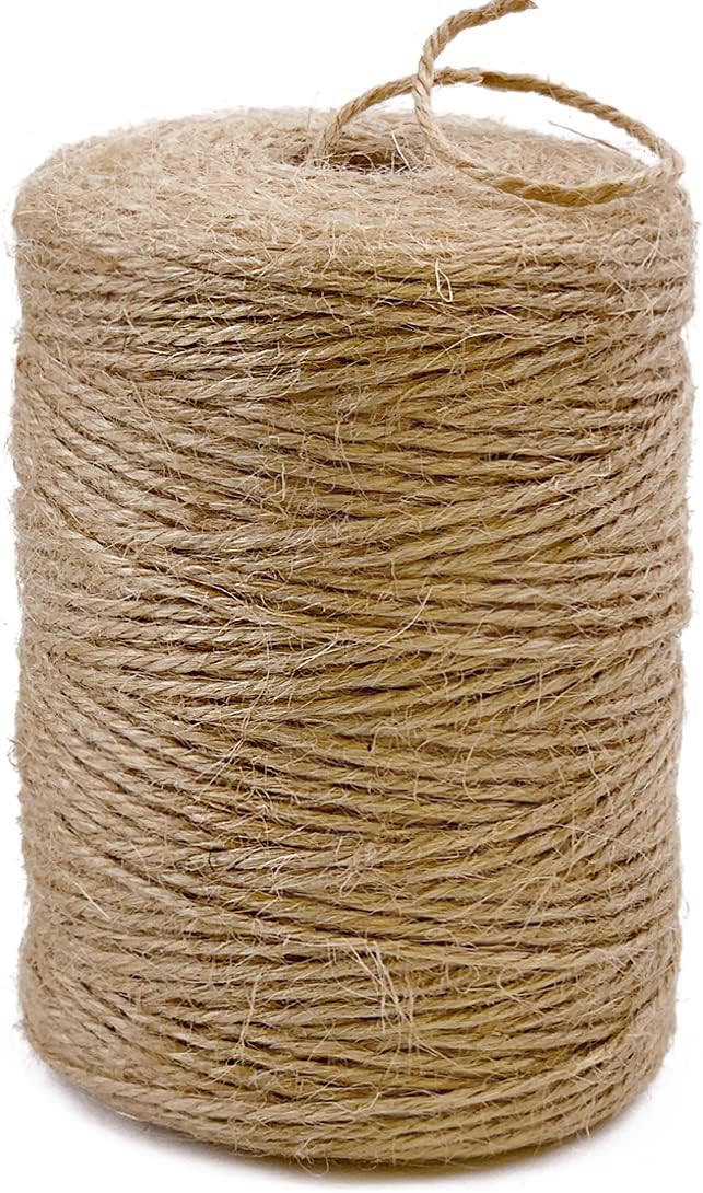 PerkHomy Natural Jute Twine 600 Feet Long Twine String for Crafts Gift Wrapping Packing Gardening Crochet Knitting Macrame Decor (Brown 2mm  600feet)