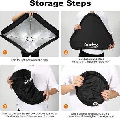 Godox 24"x24"/60cmx60cm Foldable Portable Softbox, Collapsible Small Softbox Reflector Diffuser for Camera Photography Studio Strobe Flash Speedlite Speedlight (Bowens Mount)