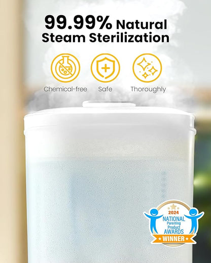 Baby Bottle Sterilizer | Esterilizador de Biberones, 6-in-1 HAUTURE Bottle Sterilizer and Dryer, Electric Steam Bottle Sanitizer for Baby Stuffs, Baby Bottles & Breast Pump Accessories
