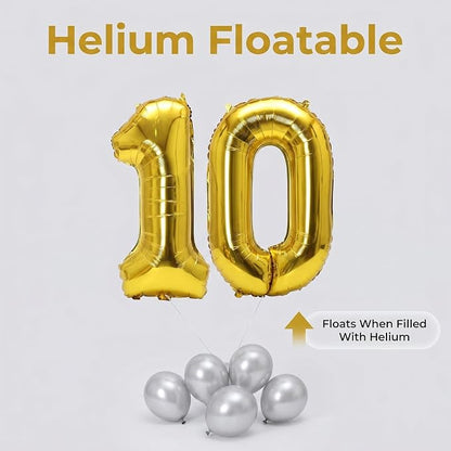 YPSelected 34 Inch Large Foil Helium Number Balloon Birthday Wedding Party pack of 6 (Gold, 3)