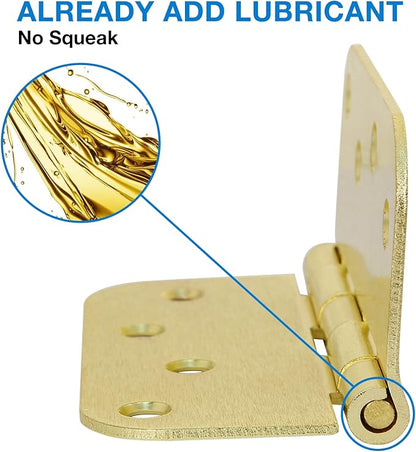 4 Inch Door Hinges Noise-Free 3 Pack Brass Door Hinges Rounded 5/8"Radius Residential/Commercial,Interior/Exterior Hinges For Front Bedroom Bi-folding Double French Garage Gate Doors Heavy Duty Steel