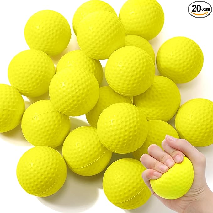 Libima 20 Pcs Mini Golf Stress Ball Bulk 2.5 Inch Foam Golf Practice Balls Stress Relief Sports Stress Ball with Storage Bag for Golf Birthday Party Favors School Carnival Reward Gift
