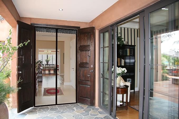 Magnetic Screen Door Mesh Fiberglass Mesh Curtain Net for Patio and Sliding Doorways Screen for Door Magnets
