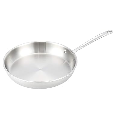 Basics Tri-Ply Stainless Steel Fry Pan, 12 Inch, Silver (Previously Commercial brand)