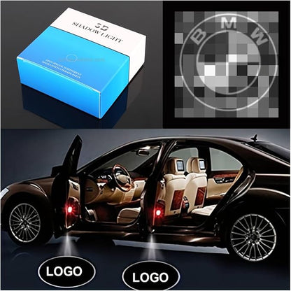 LED Car Door Light Accessories Logo Projector (Black  White) HD Welcome Lights Compatible with BMW 134567MXZGT Series